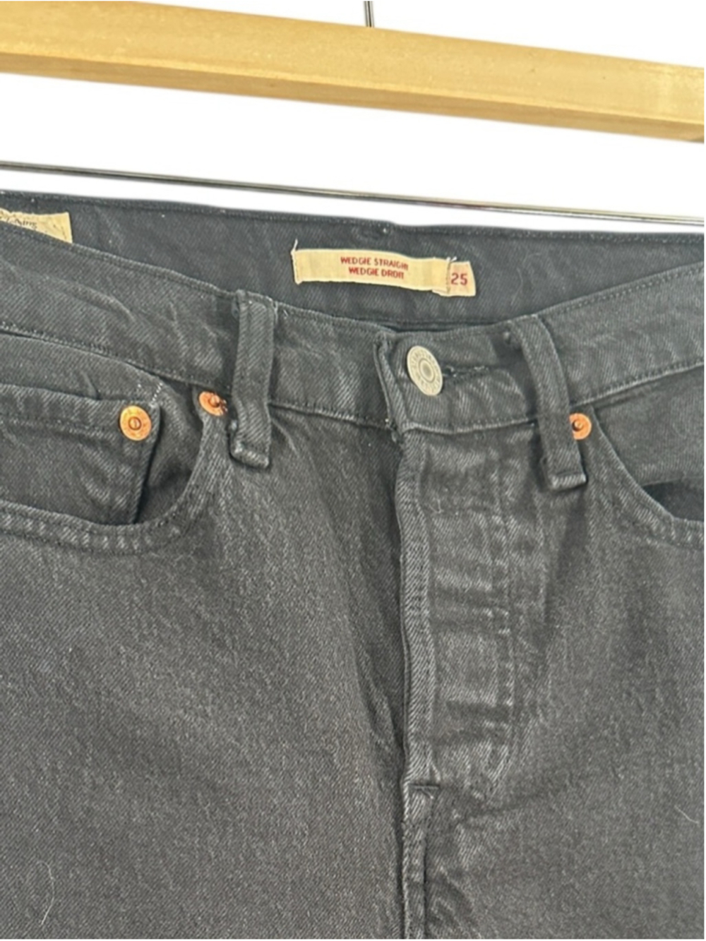 Levi's Wedgie Straight Denim Jeans black 90's y2k sz 25 - Picture 7 of 8